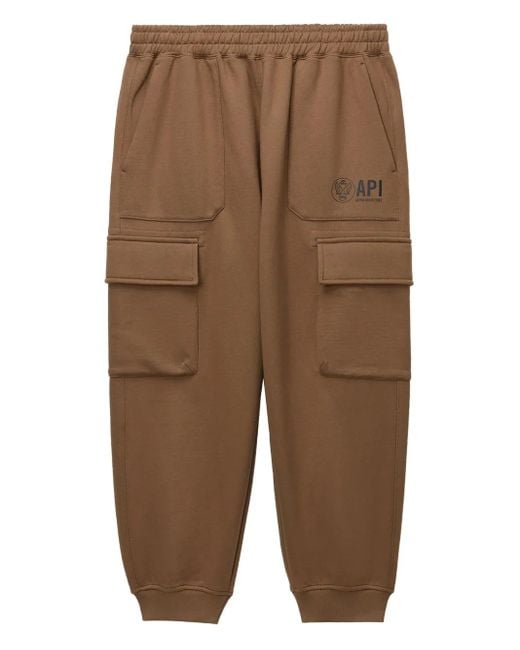 Alpha Industries Brown Cargo-Pocket Track Pants for men