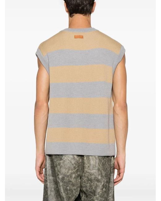 Moschino Gestreifter Pullunder Mit Logo-Patch in Natural für Herren