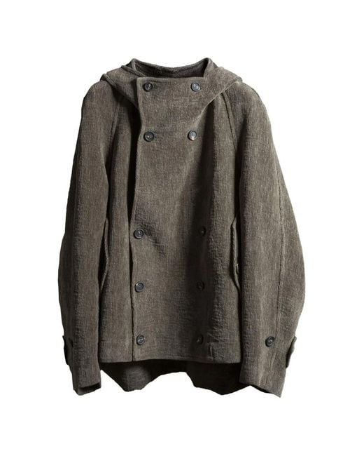 Ziggy Chen Gray Double-Breasted Hooded Jacket for men