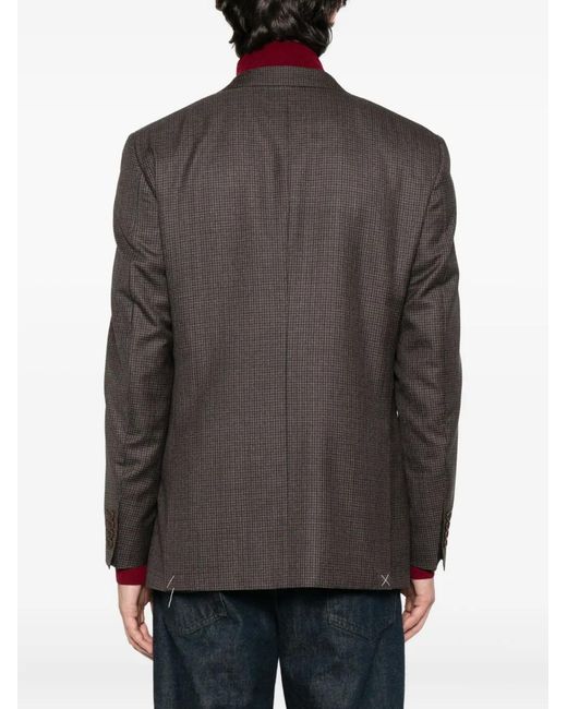 Canali Gray Checked Two-Button Blazer for men