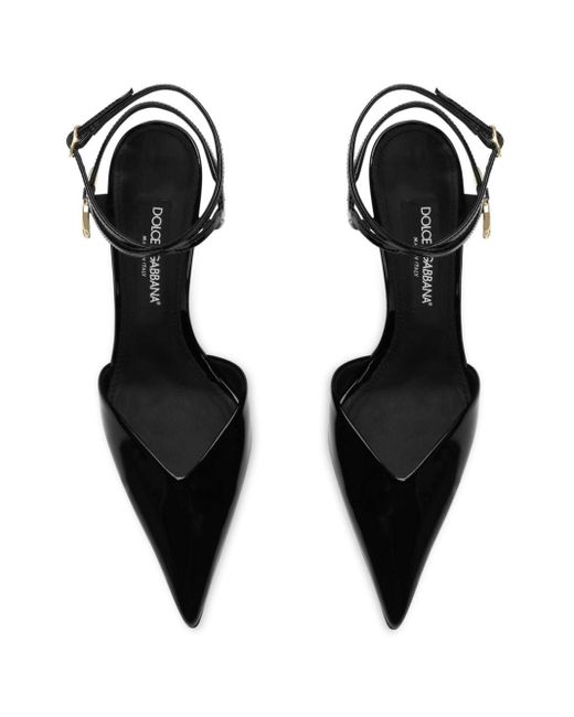 Dolce & Gabbana Leren Pumps Met Logoplakkaat in het Black