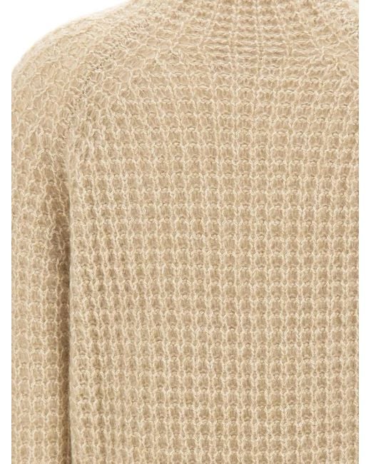 Hemisphere Natural Open-Knit Mock-Neck Sweater