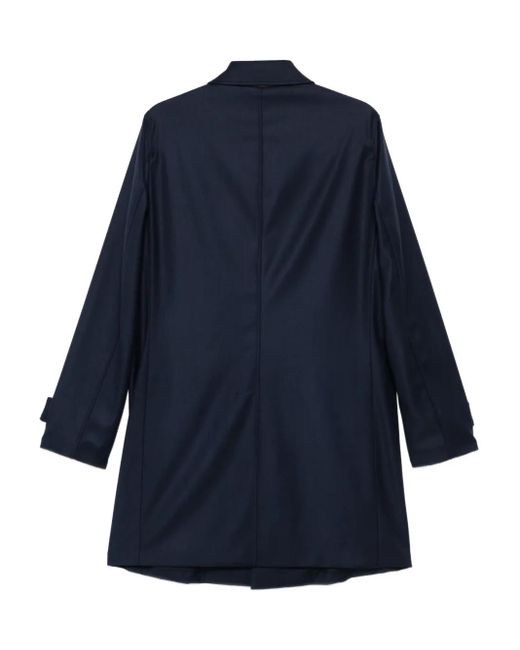 Kiton Blue Button-Cuff Wool Coat for men