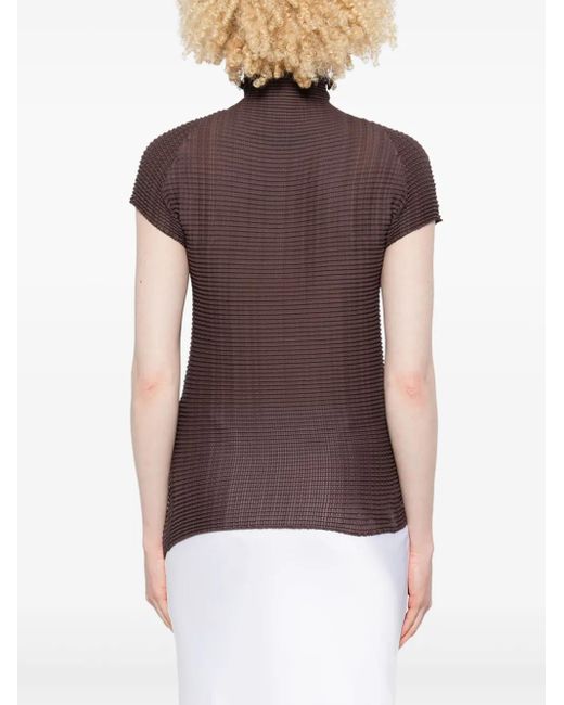 Issey Miyake Wooly Pleats ブラウス Brown