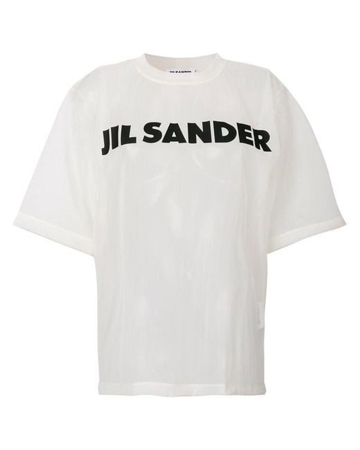 JIL SANDER+ ホワイト Tシャツ Jil Sander Branded Mesh T-shirt in White | Lyst