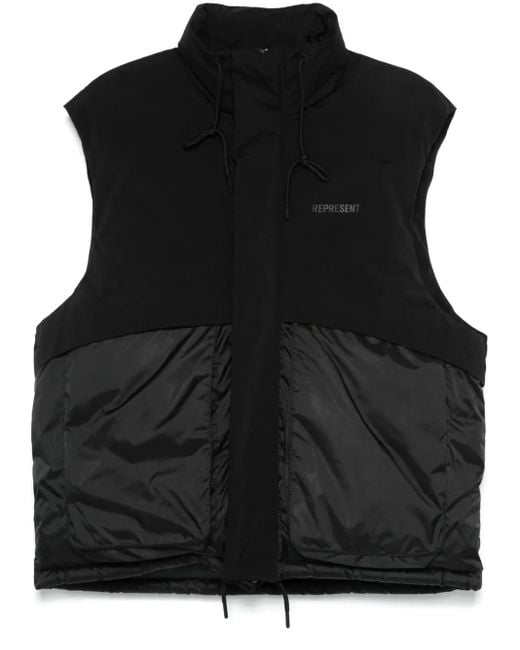 Represent Black Layered Puffer Gilet for men