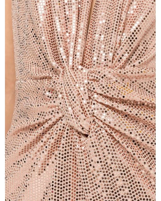 Nissa Natural Sequin-Embellishment Backless Maxi Dress