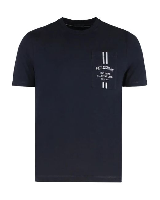 Paul & Shark Blue Crew-Neck Short-Sleeve T-Shirt for men