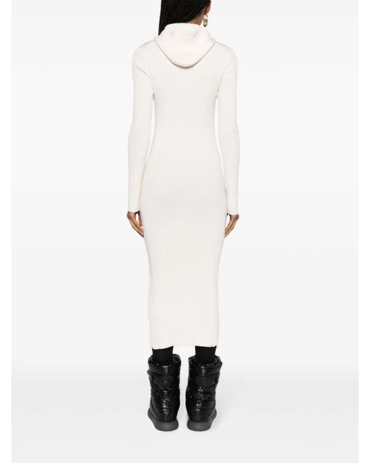 Jil Sander White Ribbed-Knit Hooded Midi Dress