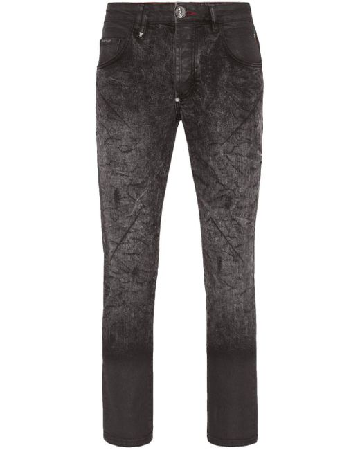 Philipp Plein Skinny-Jeans mit Logo-Applikation in Gray für Herren