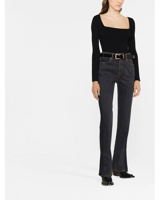 Alexander McQueen Blue Logo-Patch Bootcut Jeans