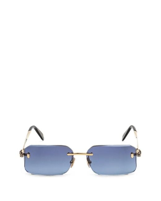 BVLGARI Blue Geometric-Frame Rimless Sunglasses