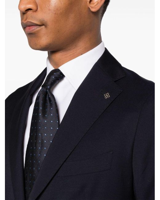 Tagliatore Black Single-Breasted Virgin Wool Suit for men
