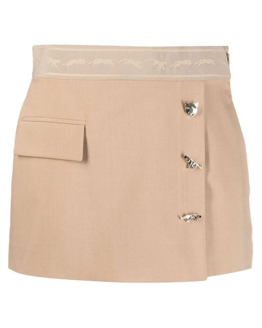 Krizia Natural Panther-Print Waistband Skort