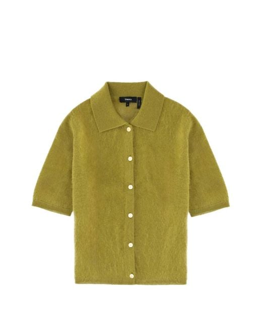 Theory Green Textured Knitted Top