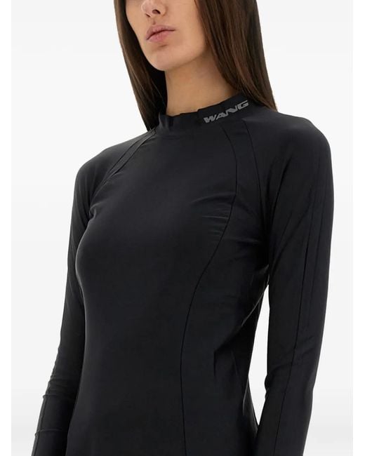 T By Alexander Wang Black Logo-Detail Maxi Dress
