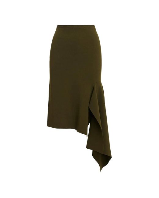 Essentiel Antwerp Green Kap Asymmetrical Midi Skirt