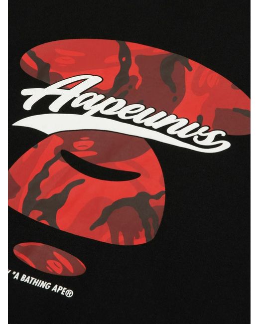 Aape By A Bathing Ape Black Camouflage-Print Logo-Print T-Shirt for men
