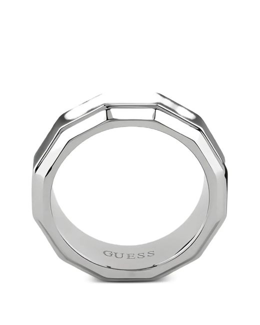 Guess Gray Hexagon Hexagonal-Shape Ring for men