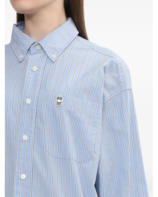 AAPE BY A BATHING AP Blue Baby Doppy-Patch Striped Shirt