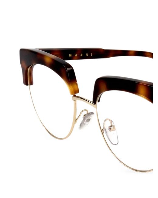 Marni White Tortoiseshell-Effect Browline Glasses