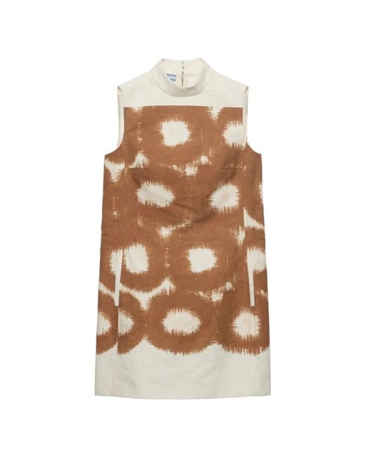 Prada Natural Printed Canvas Mini-Dress