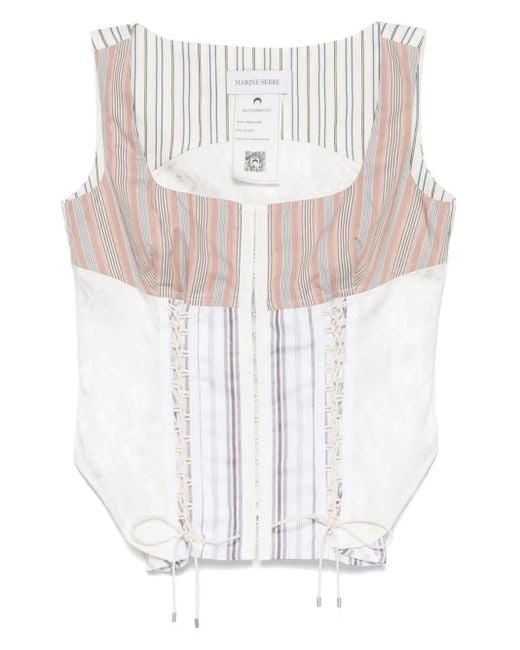MARINE SERRE Regenerated ストライプ トップ White