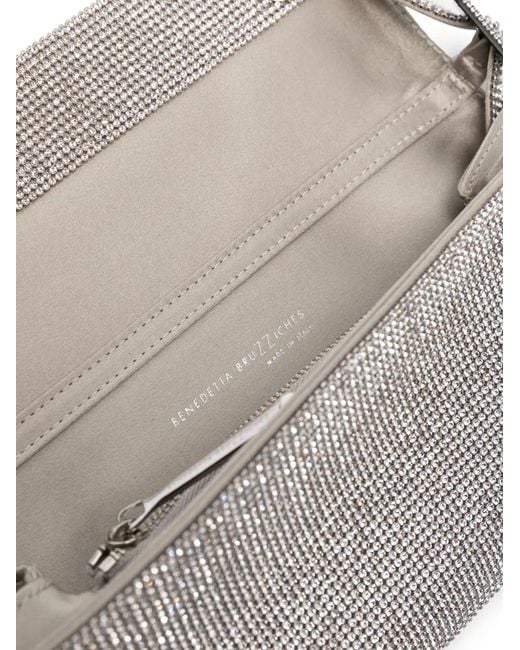 Benedetta Bruzziches Gray Vittissima La Grande Crystal-Embellished Crossbody Bag