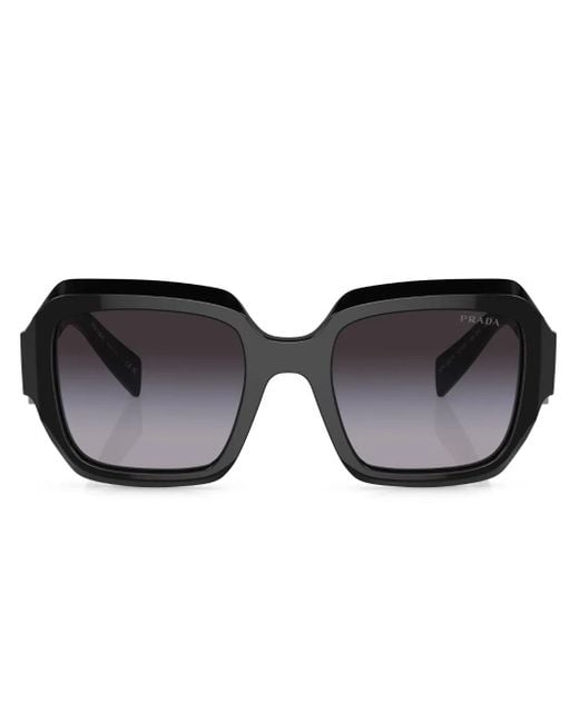 Prada Black Logo-Print Oversize-Frame Sunglasses