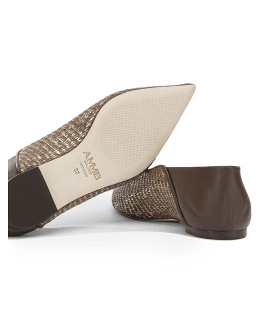 Ammb Milano Brown Woven-Effect Pointed-Toe Ballet Flats