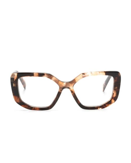 Prada Brown Brille Mit Logo-Print