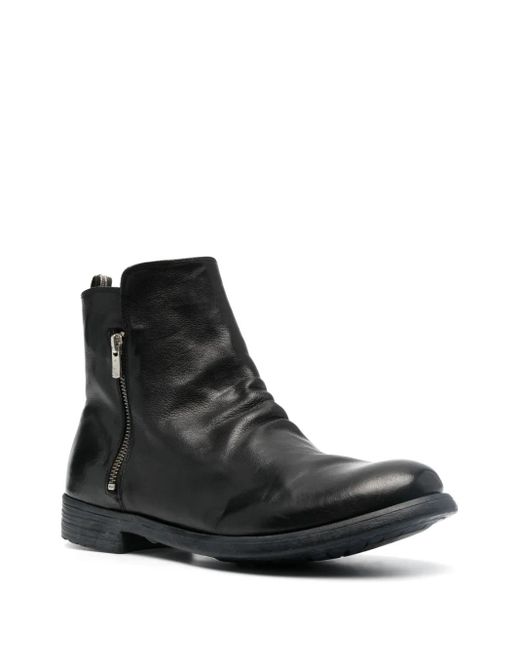 Officine Creative Black Hive 054 Leather Ankle Boots for men
