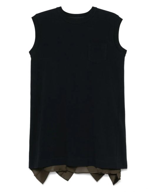 Abito Corto Con Inserti di Sacai in Black