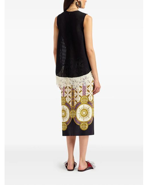 LaDoubleJ Metallic Patterned Pencil Skirt