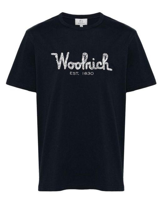 Camiseta con logo bordado Woolrich de hombre de color Black