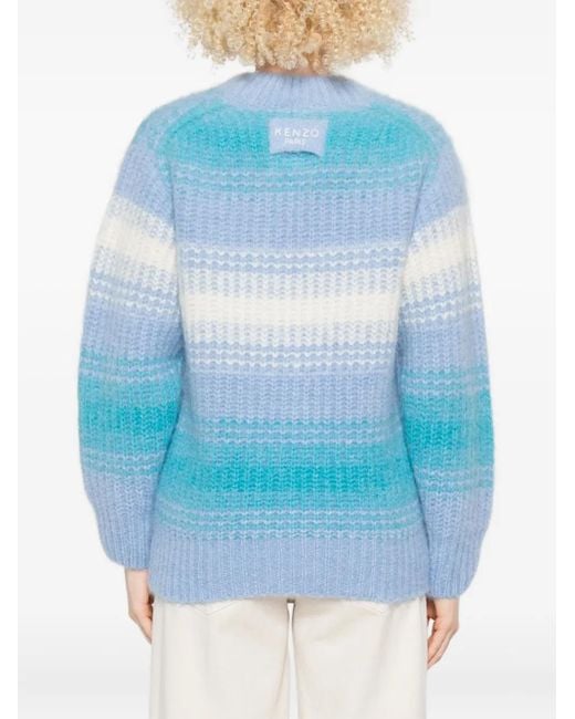 KENZO Blue Striped Crew-Neck Sweater