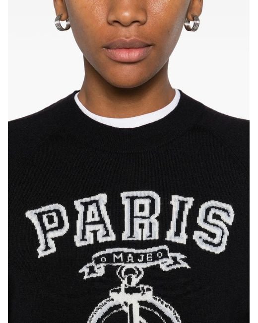 Maje Black Paris Motif Sweatshirt