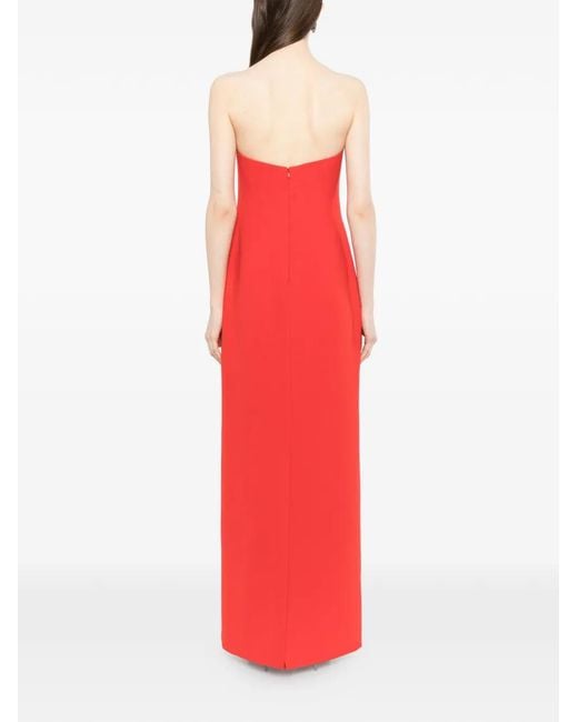 Amsale Red Strapless Column Maxi Dress