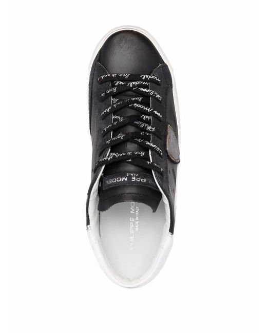 Philippe Model Black Triangle Patch Lace-Up Sneakers