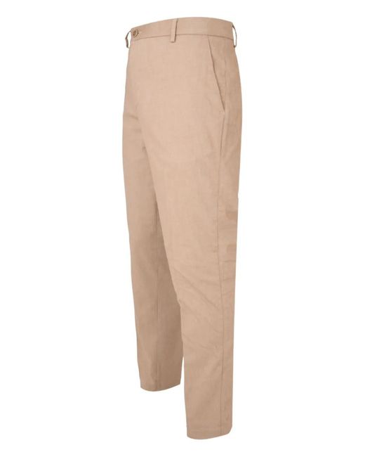 120% Lino Natural Button Trousers for men
