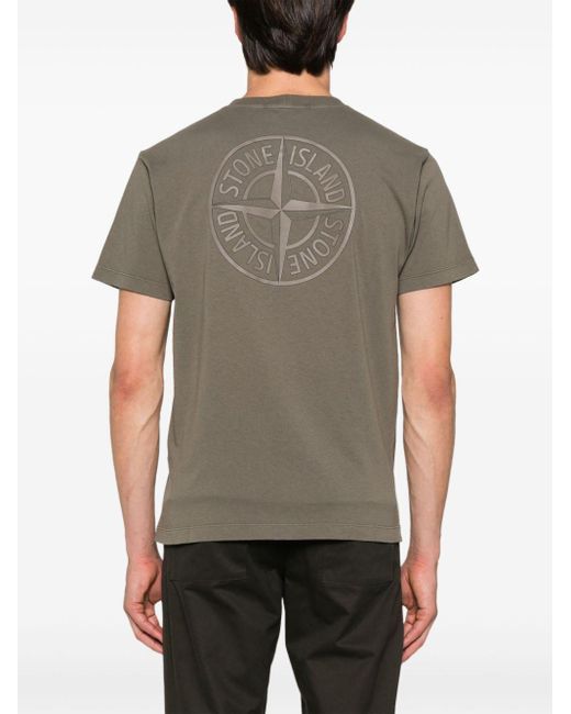 Stone Island Gray Logo Cotton T-Shirt for men