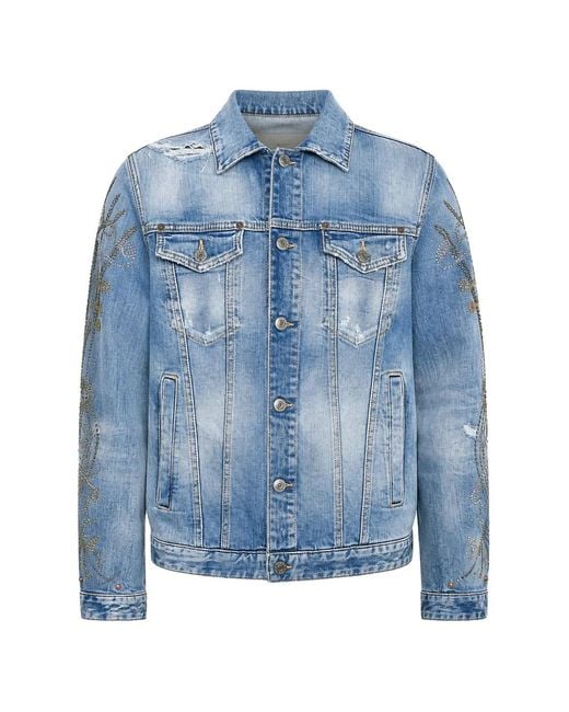 DSquared² Blue Western Rhinestone-Embellished Jacket for men