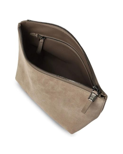Brunello Cucinelli Brown Suede Clutch Bag