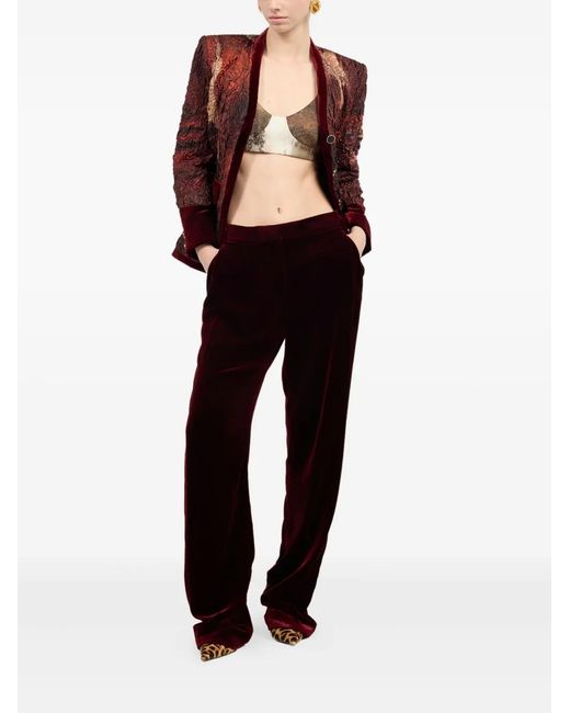 Roberto Cavalli Red Silk Fitted Jacket