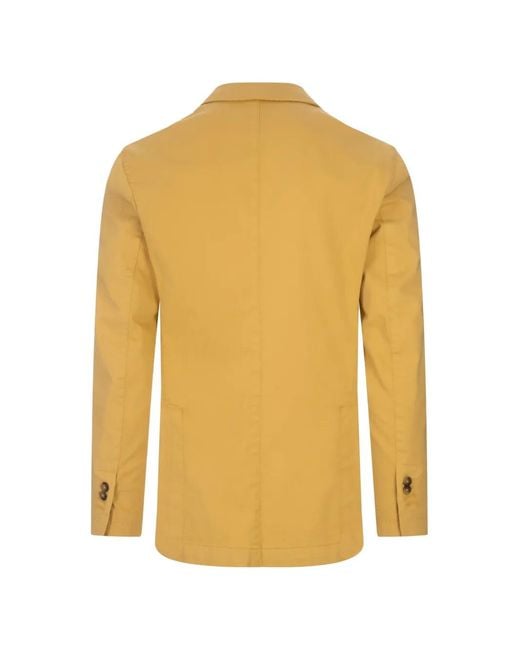 RUSSO CAPRI Yellow Oxford Button Blazer for men
