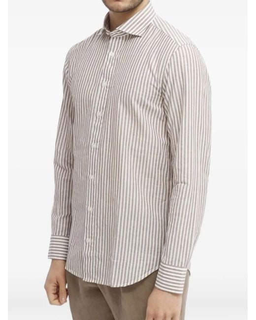 BASTONCINO White Striped Long-Sleeve Shirt for men