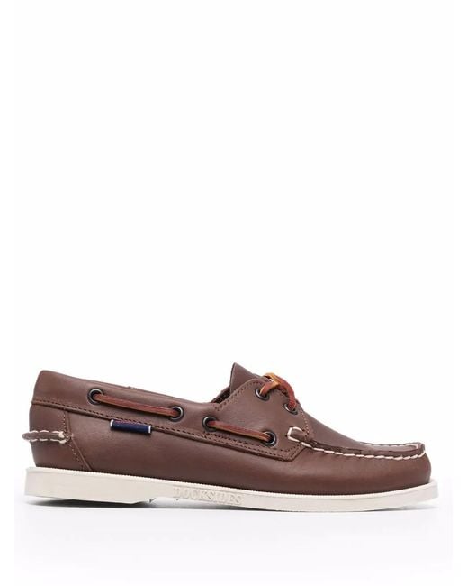 Sebago Brown Lace-up Leather Loafers