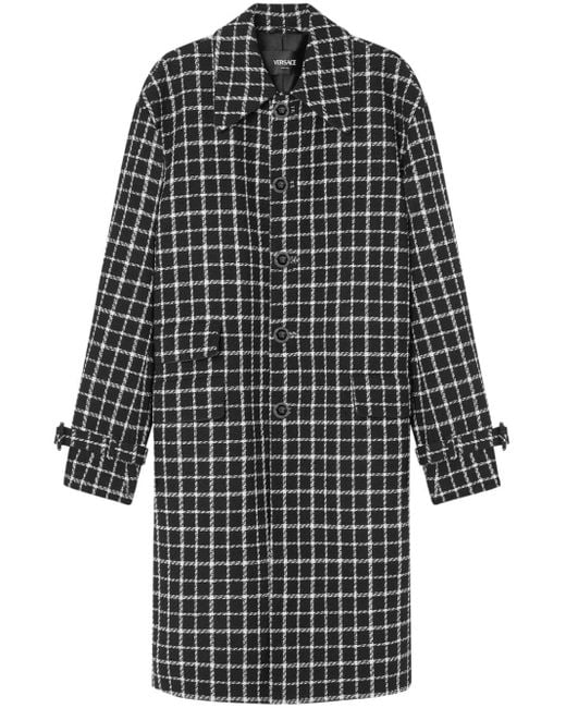 Versace Black Checked Tweed Wool Coat - Men's - Polyamide/virgin Wool for men