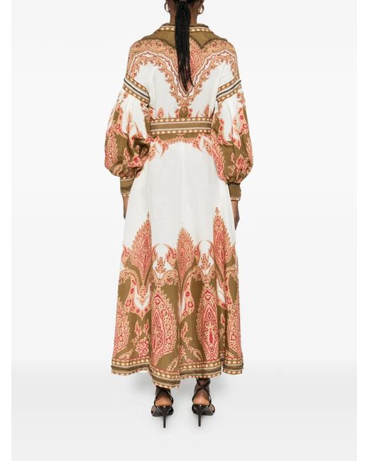 Scarlett Poppies Pink Florista Belted Printed Midi Dress
