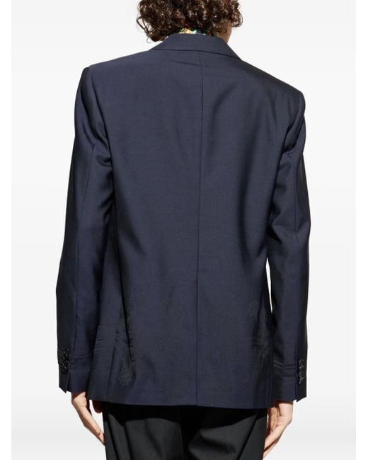 Etro Blue Single-Breasted Wool Blazer for men